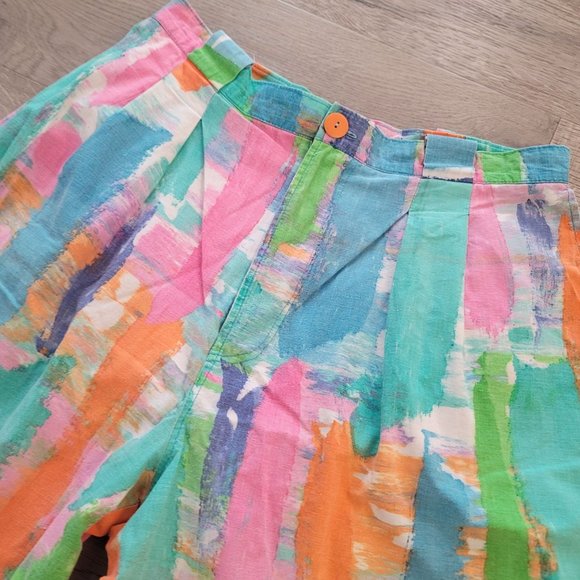 Vintage Kenya dry season  high waist collorfull pleated shorts see mesurements - Picture 4 of 8